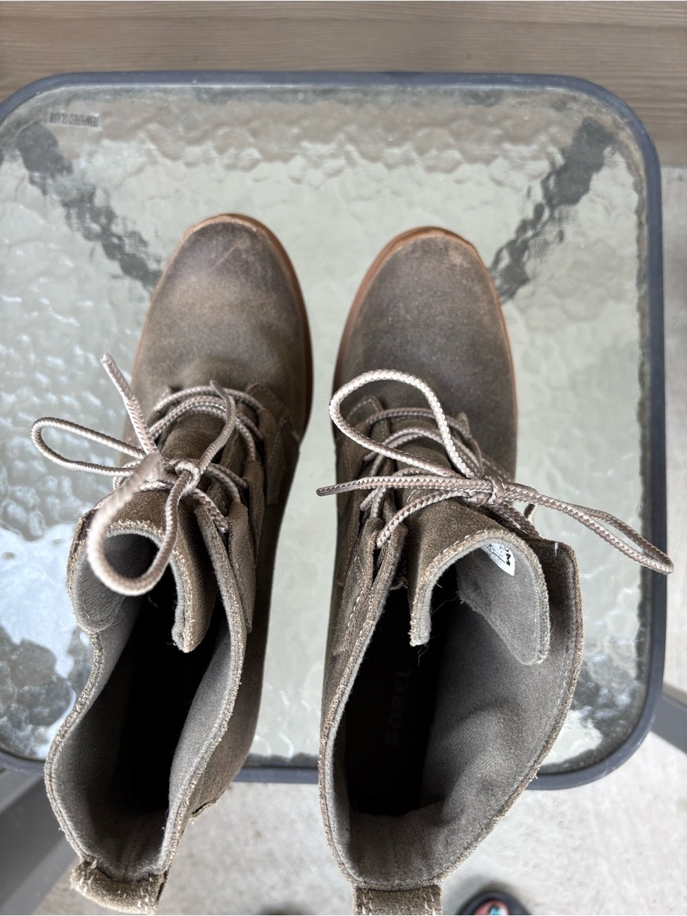 Sorel Women’s Suede Wedge Ankle Boots in Kahki - Picture 4 of 5